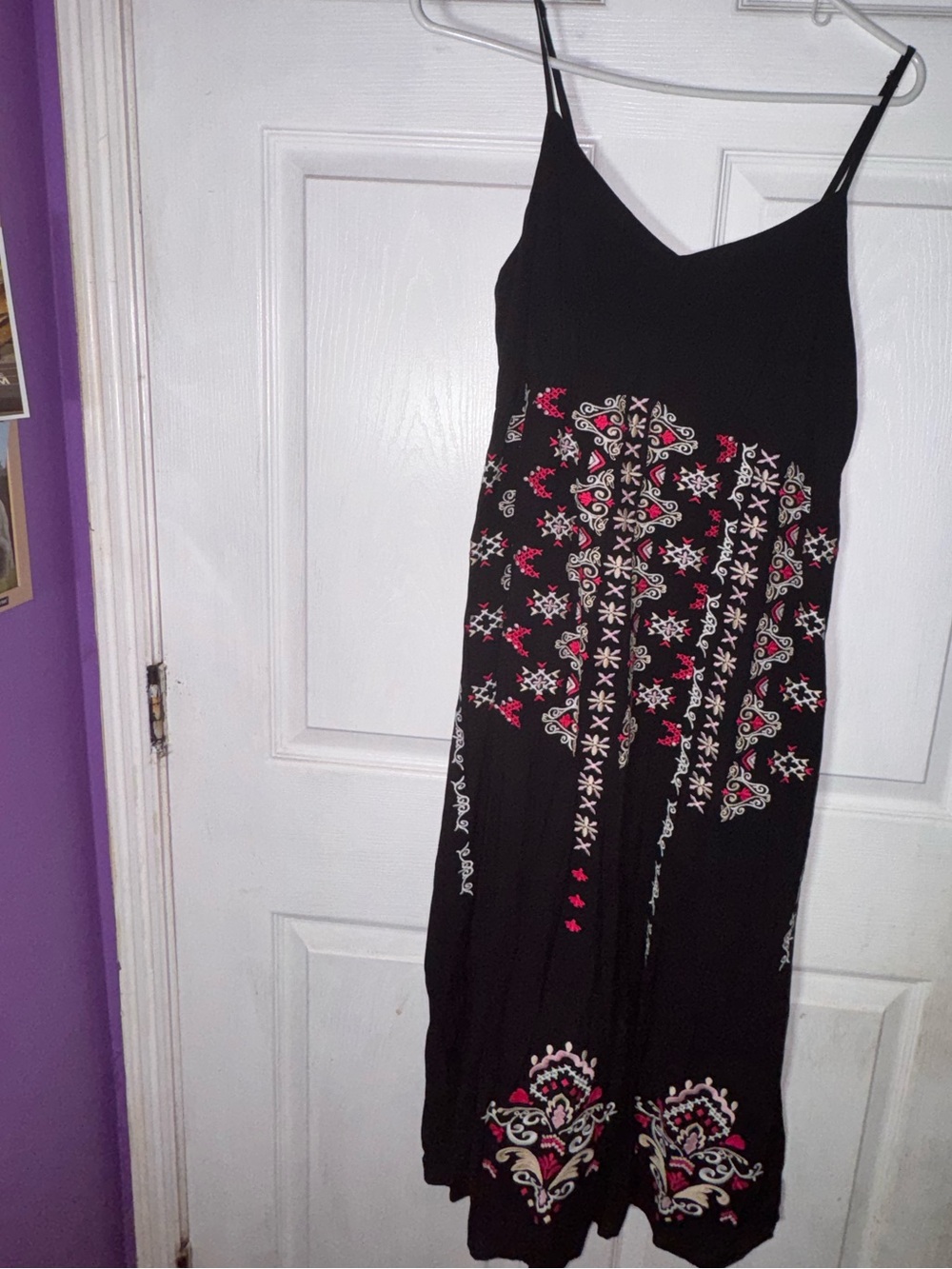 Savanna Jane Black Maxi Dress with Pink & Cream Embroidery